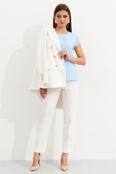 Летняя блуза из вискозы голубая для повседневной носки Ketty К-09940 голубой - фото 5