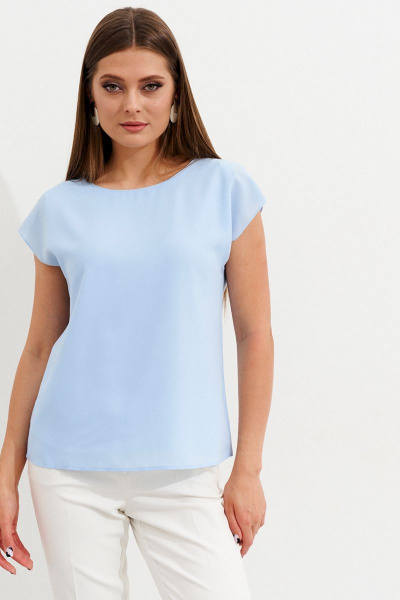 Летняя блуза из вискозы голубая для повседневной носки Ketty К-09940 голубой - фото 1