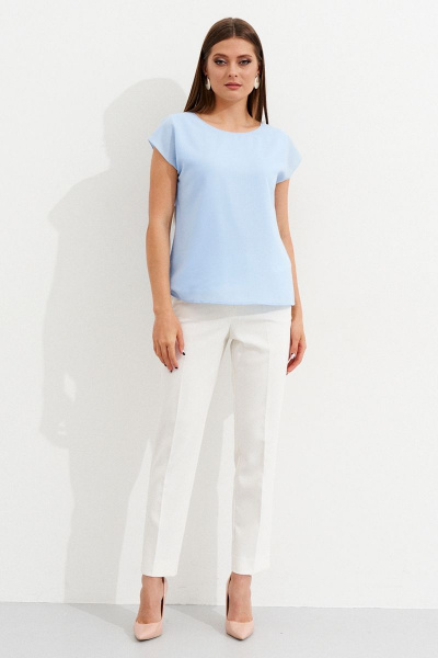 Летняя блуза из вискозы голубая для повседневной носки Ketty К-09940 голубой - фото 2