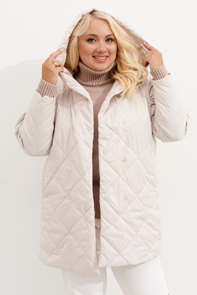 Бежевое демисезонное пальто с капюшоном и утеплителем Ketty К-10670 бежевый - фото 10