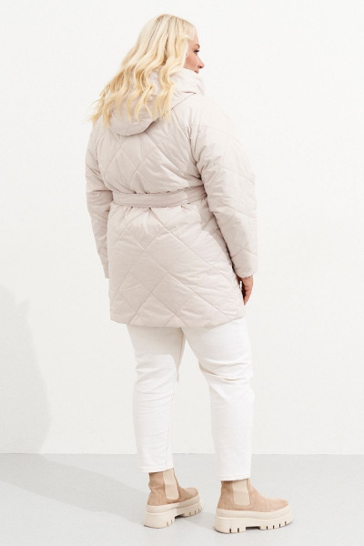 Бежевое демисезонное пальто с капюшоном и утеплителем Ketty К-10670 бежевый - фото 9