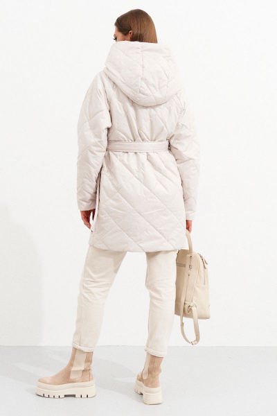 Бежевое демисезонное пальто с капюшоном и утеплителем Ketty К-10670 бежевый - фото 7
