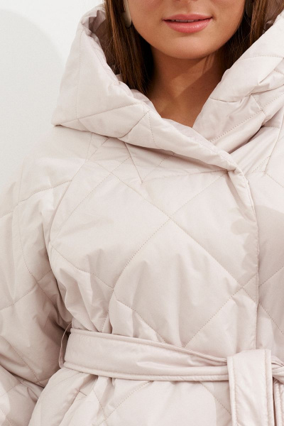 Бежевое демисезонное пальто с капюшоном и утеплителем Ketty К-10670 бежевый - фото 4