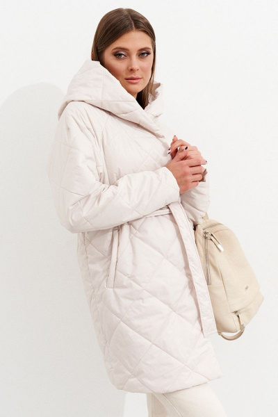 Бежевое демисезонное пальто с капюшоном и утеплителем Ketty К-10670 бежевый - фото 2