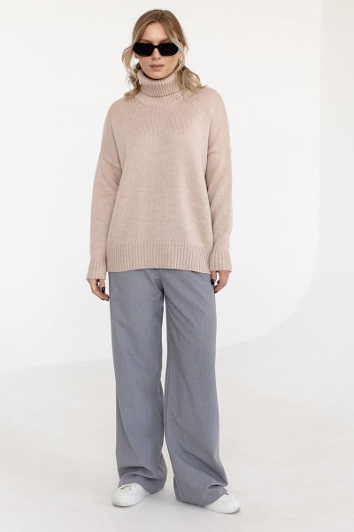 Бежевый свитшот свободного силуэта из трикотажа Romgil РВ0003-ШЕ1 светлый_опаловый - фото 6