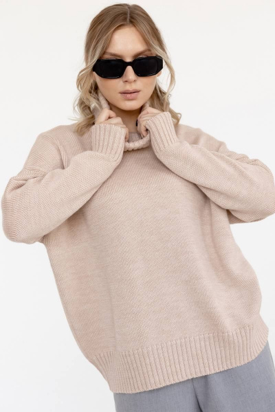 Бежевый свитшот свободного силуэта из трикотажа Romgil РВ0003-ШЕ1 светлый_опаловый - фото 4