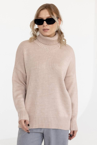 Бежевый свитшот свободного силуэта из трикотажа Romgil РВ0003-ШЕ1 светлый_опаловый - фото 1
