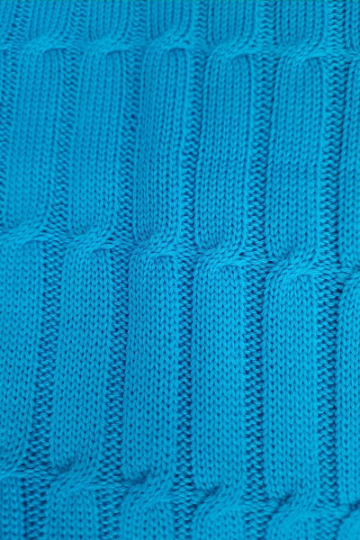 Голубой вязаный трикотажный плед с объемной вязкой Romgil РВ0067-ШЕ6 синяя_волна - фото 4