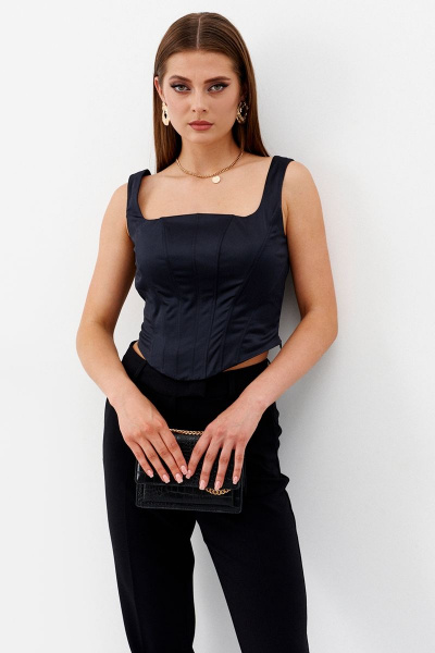 Черный корсет на боковой молнии и асимметричным низом Ketty К-03640 черный - фото 3