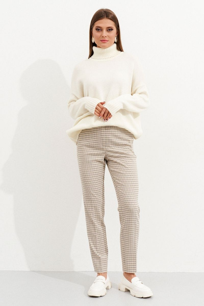 Бежевые зауженные брюки из текстиля с карманами Ketty К-06960 бежевый - фото 1