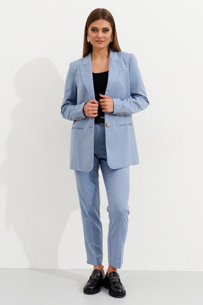 Голубые зауженные брюки с разрезами на брюках Ketty К-12560 голубой - фото 1