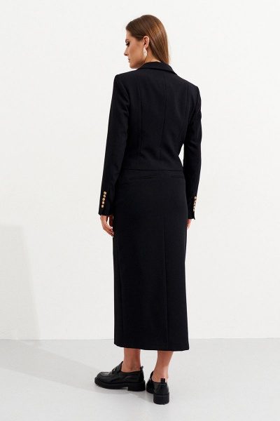 Деловой укороченный жакет двубортный из текстиля Ketty К-12330 черный - фото 14