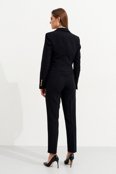 Деловой укороченный жакет двубортный из текстиля Ketty К-12330 черный - фото 9