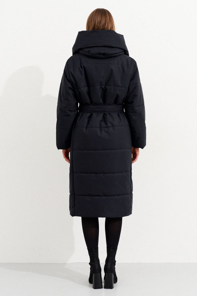 Зимнее пальто с капюшоном и съемным поясом Ketty К-10570 черный - фото 3