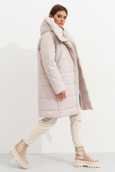 Бежевое зимнее пальто с утеплителем и капюшоном Ketty К-11070 бежевый - фото 8