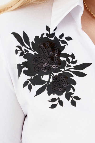 Нарядная блузка с вышивкой и запахом из текстиля Ketty К-03940 белый - фото 3