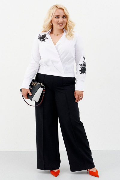 Нарядная блузка с вышивкой и запахом из текстиля Ketty К-03940 белый - фото 2