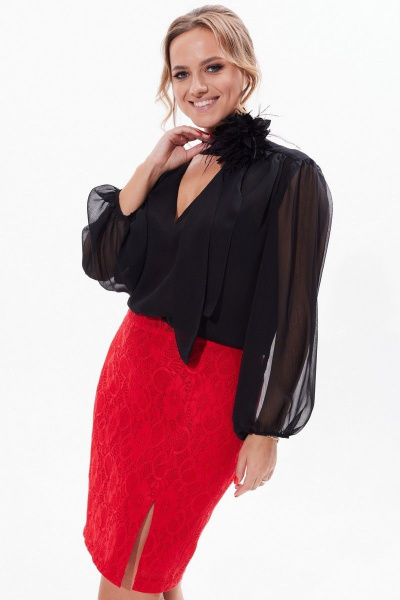 Стильная ручная брошь цветок в ткани и перьях Condra 19014 черный - фото 5