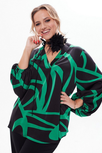 Стильная ручная брошь цветок в ткани и перьях Condra 19014 черный - фото 4