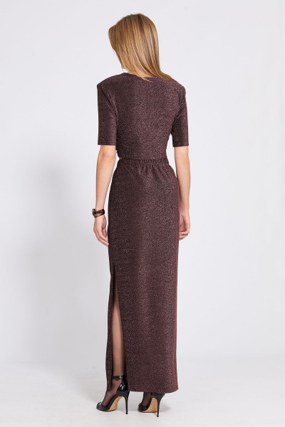 Трикотажный комплект блузки и юбки с люрексом EOLA 2528 медь - фото 2