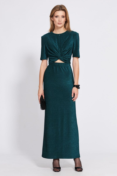 Блузка и юбка комплект из трикотажа с люрексом EOLA 2528 изумруд - фото 1