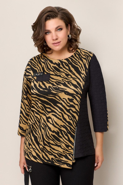 Брюки, джемпер VOLNA 1323 золотисто-бежевый+черный - фото 3