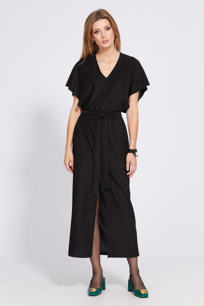 Миди платье приталенное из трикотажа с люрексом EOLA 2531 черный - фото 5