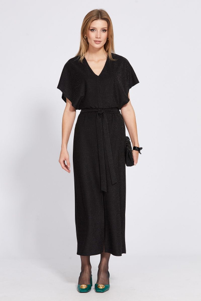 Миди платье приталенное из трикотажа с люрексом EOLA 2531 черный - фото 2