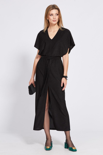 Миди платье приталенное из трикотажа с люрексом EOLA 2531 черный - фото 1