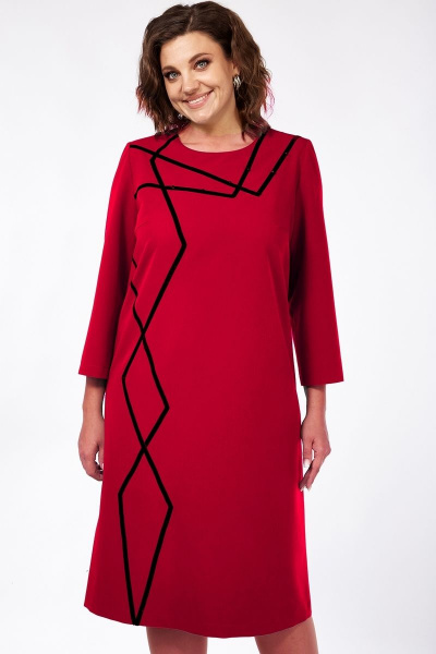 Платье А-силуэта с отделочной тесьмой и бусинами Jurimex 3027 красный - фото 1