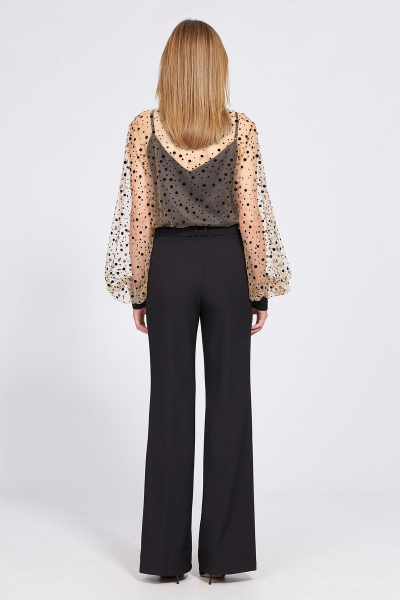 Черные брюки-клеш из костюмной ткани на пояс с карманами EOLA 2540 черный - фото 6