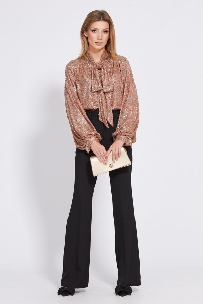 Черные брюки-клеш из костюмной ткани на пояс с карманами EOLA 2540 черный - фото 2