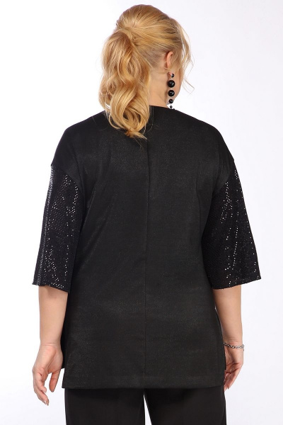 Блуза женская нарядная из трикотажа с вышивкой и пайетками Jurimex 3034 черный - фото 2