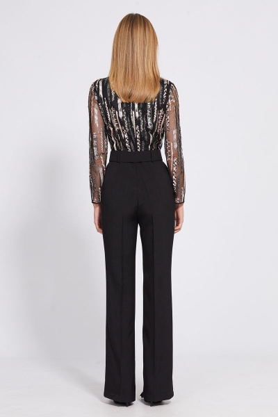 Комбинезон нарядный с вышивкой и поясом EOLA 2541 черный - фото 2
