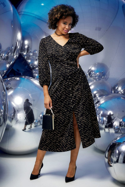 Платье Магия моды 2365 черный_беж_принтом - фото 1