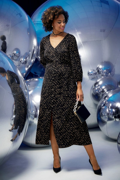 Платье Магия моды 2365 черный_беж_принтом - фото 3