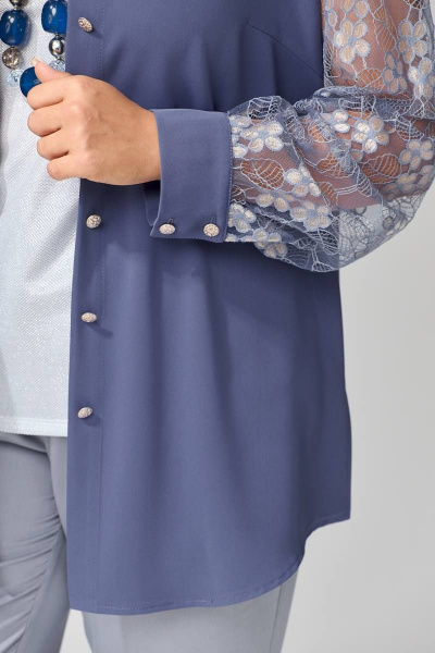 Блуза нарядная ЯГЛА из атласа с вытачками и бантом Fita 2033 - фото 8