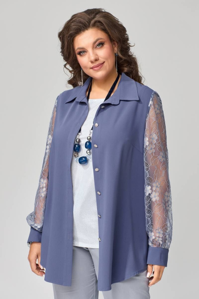 Блуза нарядная ЯГЛА из атласа с вытачками и бантом Fita 2033 - фото 7