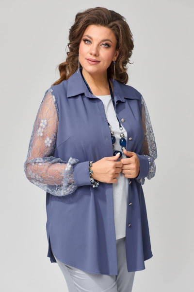 Блуза нарядная ЯГЛА из атласа с вытачками и бантом Fita 2033 - фото 6