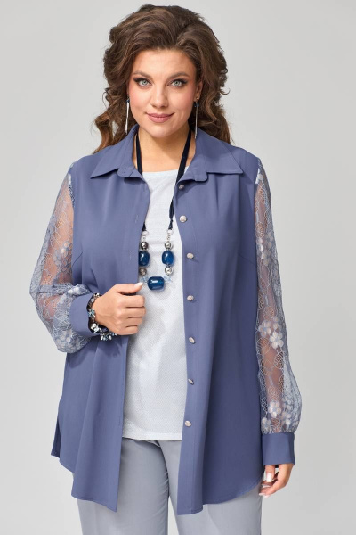 Блуза нарядная ЯГЛА из атласа с вытачками и бантом Fita 2033 - фото 5