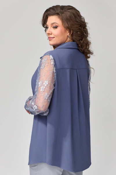 Блуза нарядная ЯГЛА из атласа с вытачками и бантом Fita 2033 - фото 2