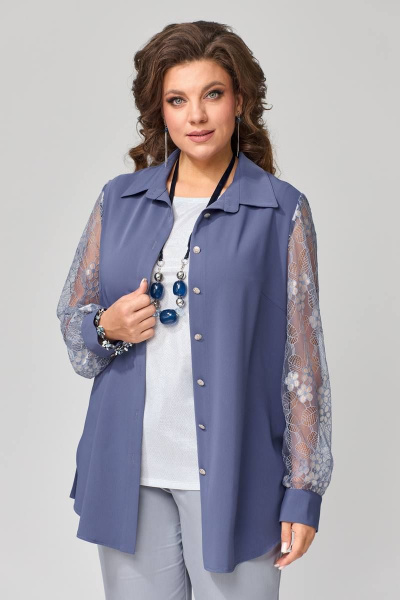 Блуза нарядная ЯГЛА из атласа с вытачками и бантом Fita 2033 - фото 1