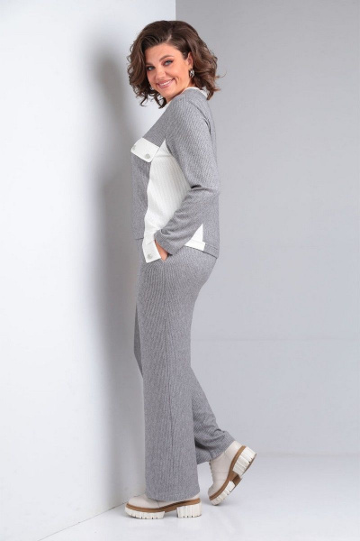 Костюм свободный из вискозы и трикотажа на высокой посадке VIA-Mod 617 графит - фото 4