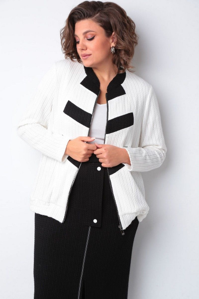 Комплект из вискозы с юбкой и бомбером на молнии VIA-Mod 620 черный - фото 4