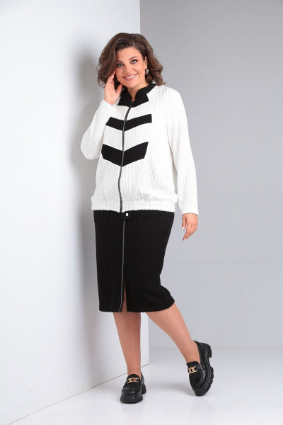 Комплект из вискозы с юбкой и бомбером на молнии VIA-Mod 620 черный - фото 3