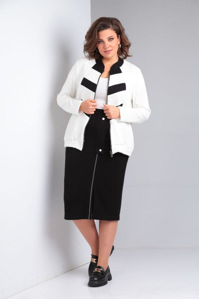 Комплект из вискозы с юбкой и бомбером на молнии VIA-Mod 620 черный - фото 1