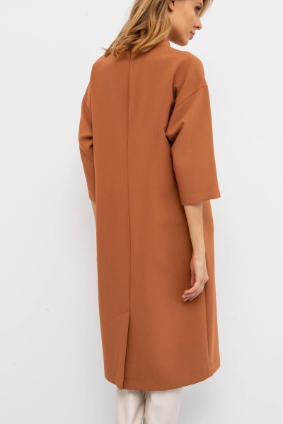 Платье свободного силуэта из поливискозы с фигурной кокеткой VIZANTI 9355 карамельный - фото 5