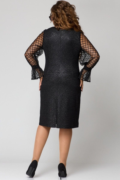 Платье нарядное с набивным дизайном и воланами EVA GRANT 7284 черный/сетка - фото 11