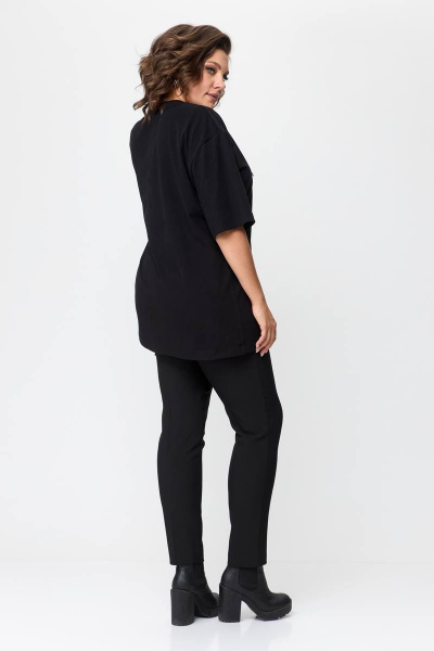 Черная футболка с пайетками на свободном силуэте Avenue 0314-3 - фото 4