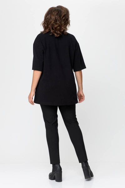 Черная футболка с пайетками на свободном силуэте Avenue 0314-3 - фото 3
